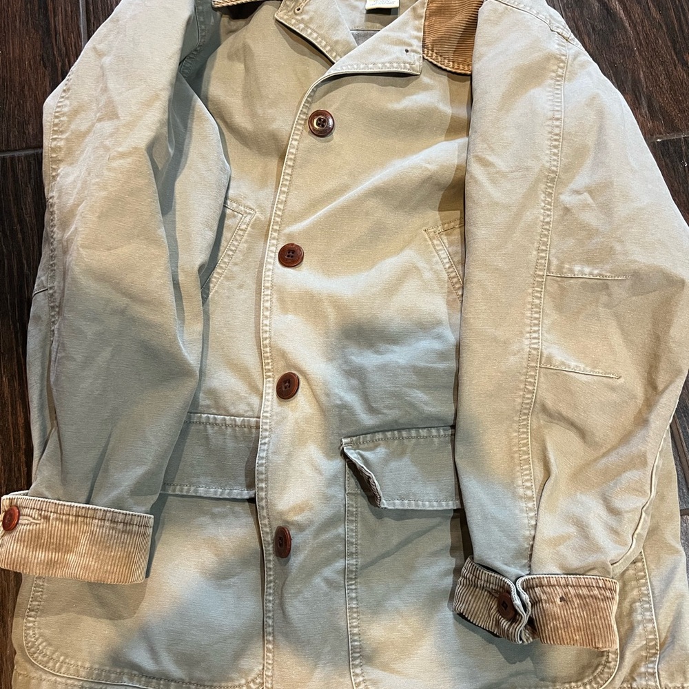 Women’s Beige Field Jacket with Corduroy Trim